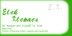 elek klepacs business card